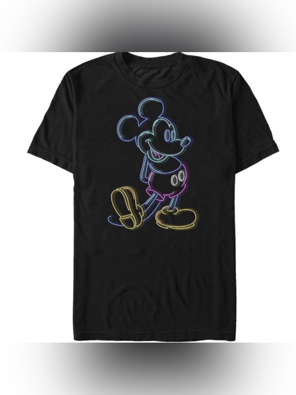 Disney Mickey Mouse Black T-Shirt with neon Mickey Print